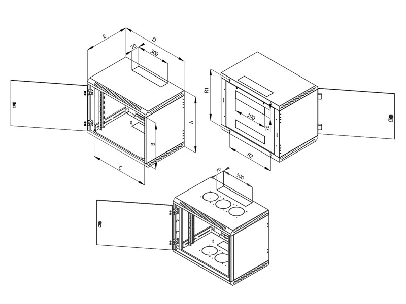 19" Wandschrank einteilig 15HE(770)/600x495mm