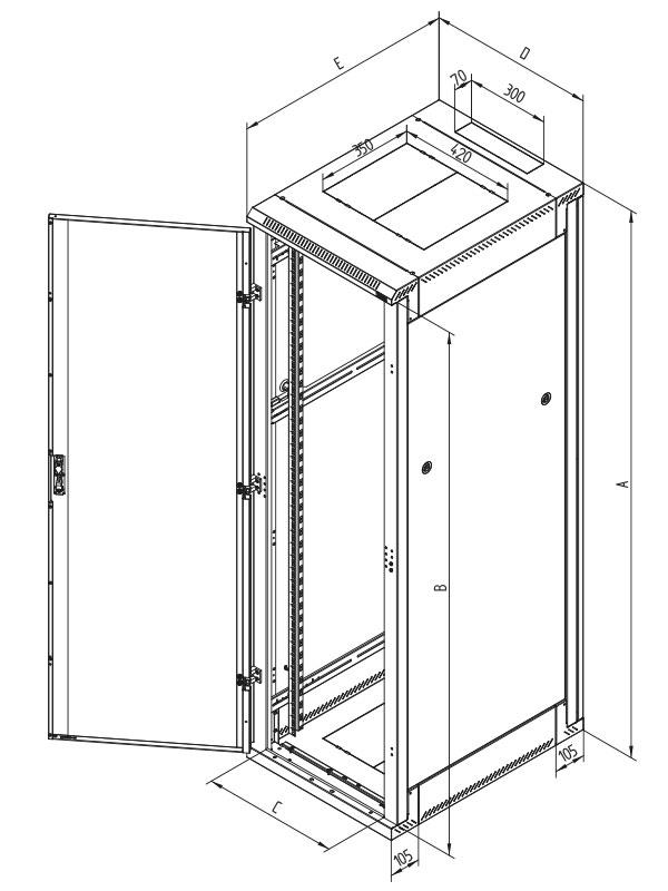 Serverschrank, 800x800mm 22 HE RAL7035